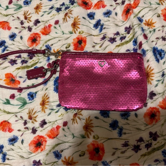 Coach Handbags - Coach Poppy Pink/Magenta Sequin Wristlet